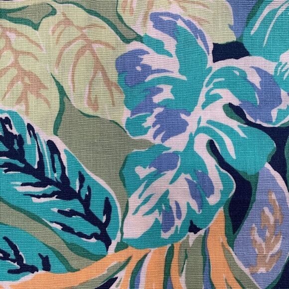 Talbots Skirt Multicolored Blue Tropical Leaf Pattern Lightweight Linen Blend - Picture 10 of 11